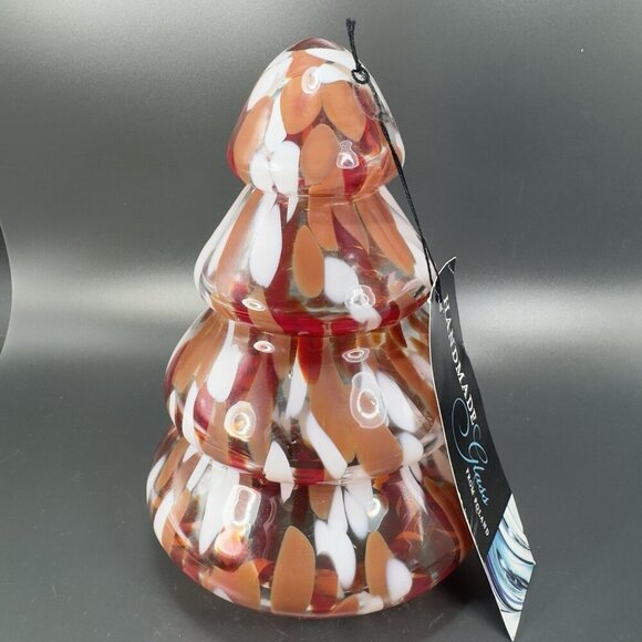 Zorza Glassworks Poland Christmas Tree 9inch Glass Tree New With Tag Hollow VTG - Picture 10 of 11